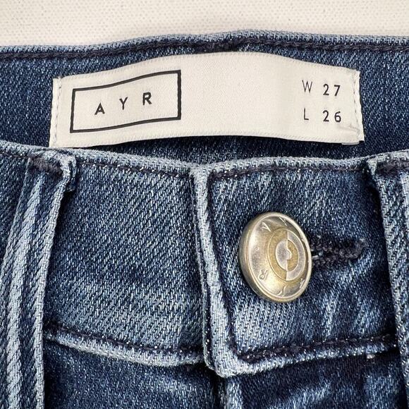 AYR The Riser Skinny High Rise Ankle Jeans Raw Hem Neon Jupiter Wash Size 27 - Picture 4 of 16